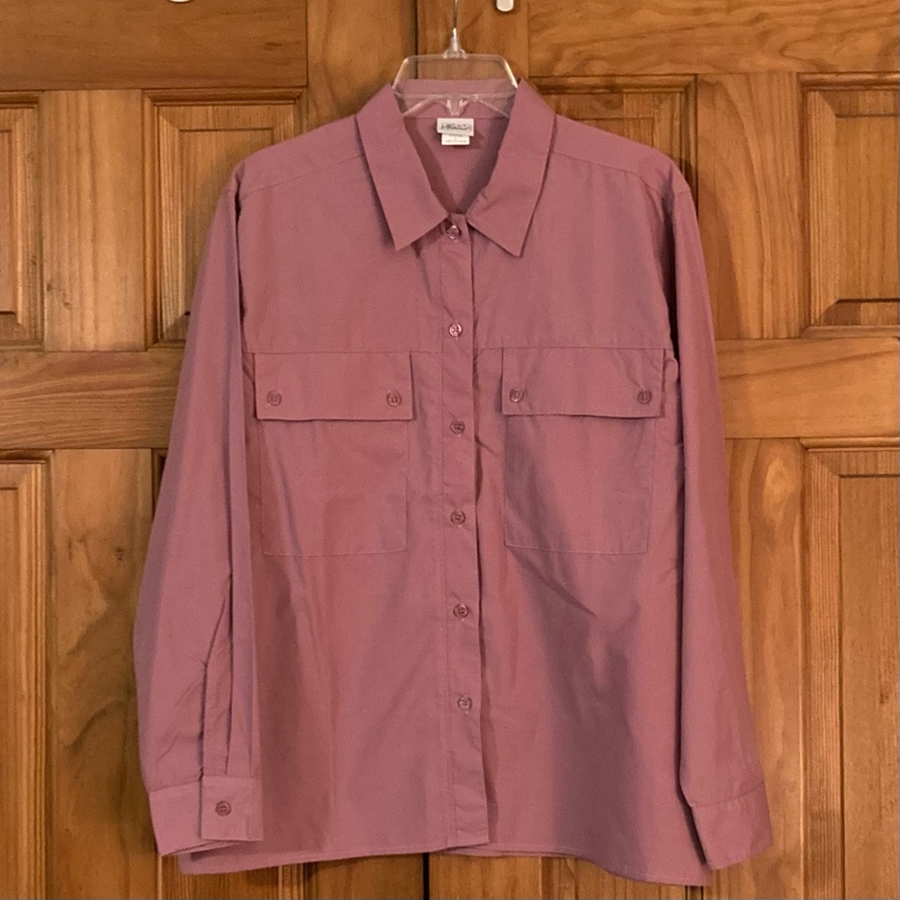 NWOT Haband Top Long Sleeve Blouse Career Pink Purple Size L Large